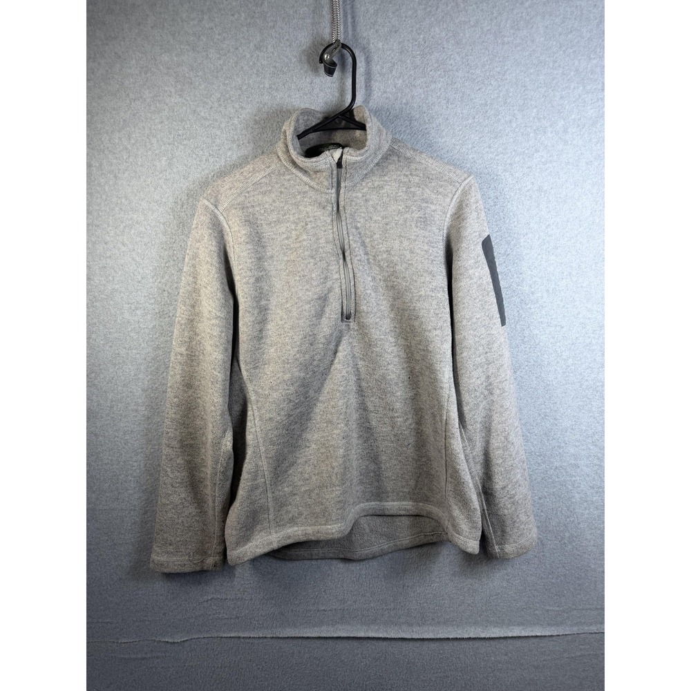 Eddie Bauer Pullover Mens Medium Gray Fleece 1/4 Zip Mock Neck Hiking Outdoor